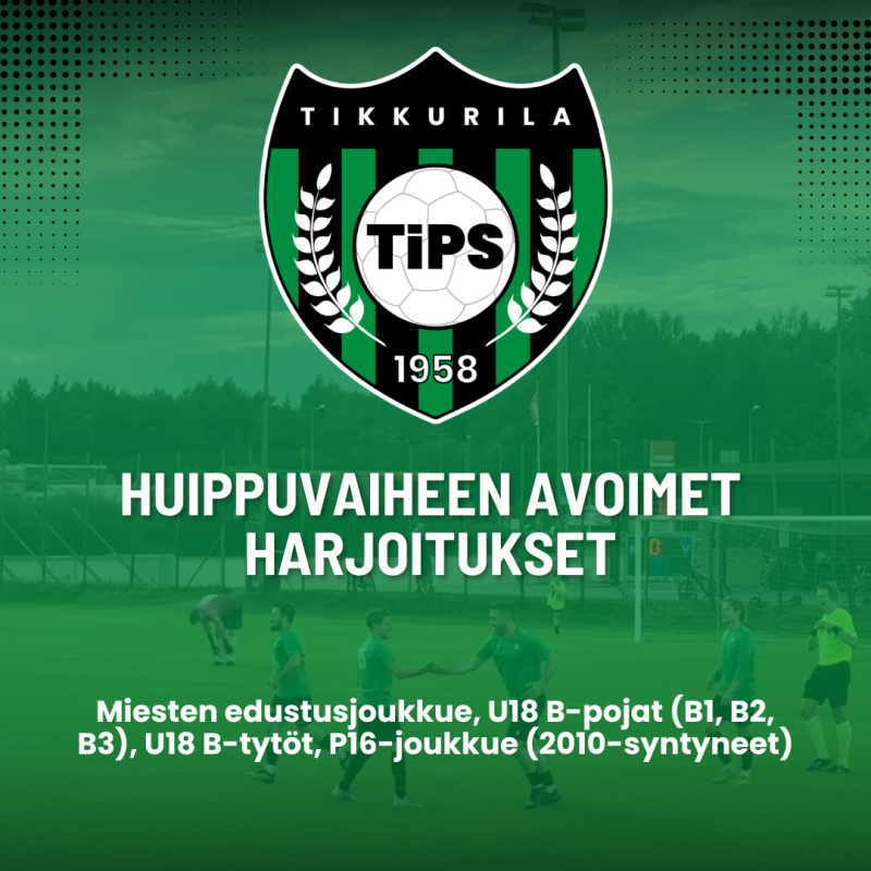 Huippuvaiheen avoimet harjoitukset