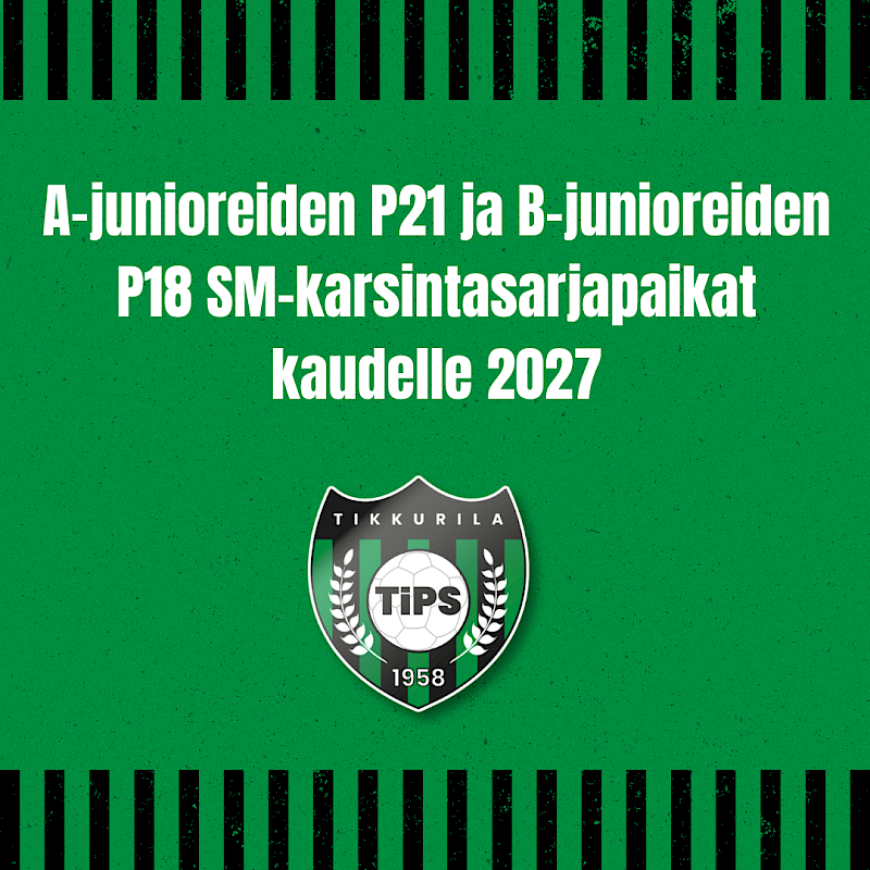 A-junioreiden P21 ja B-junioreiden P18 SM-karsintasarjapaikat kaudelle 2027